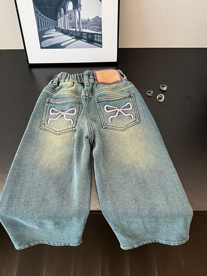 Kids bow jeans