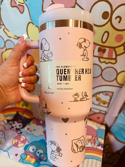 Soft Pink Snoopy Aesthetic 40 Oz Tumbler