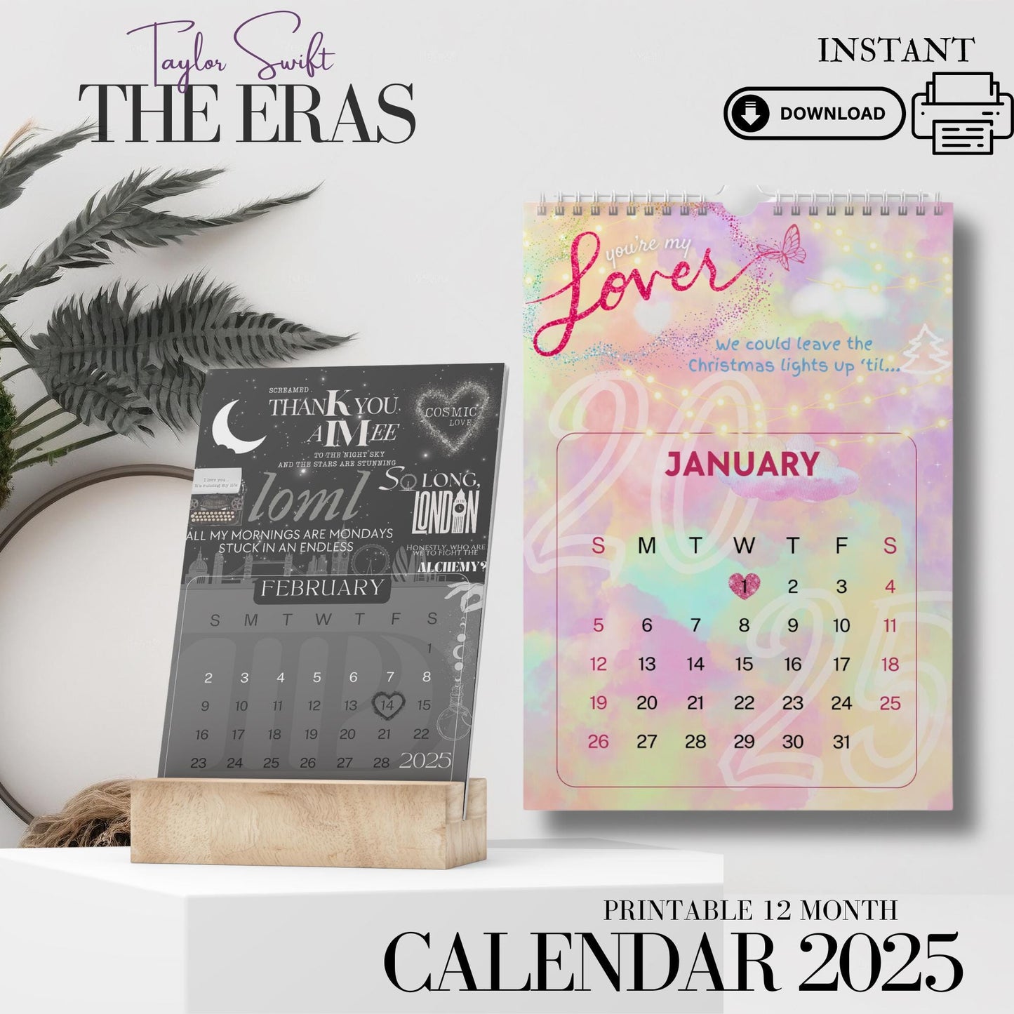 2025 Taylor Swift Desk Calendar (Instant Digital Download)