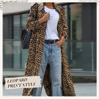 Leopard Velvet Trench Coat